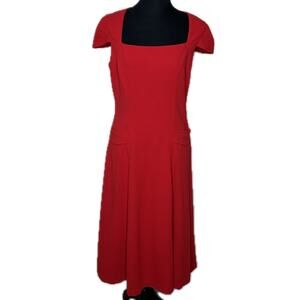 Donna Ricco New York Women’s Midi Dress Square Neck Cap Sleeve Red Size 6